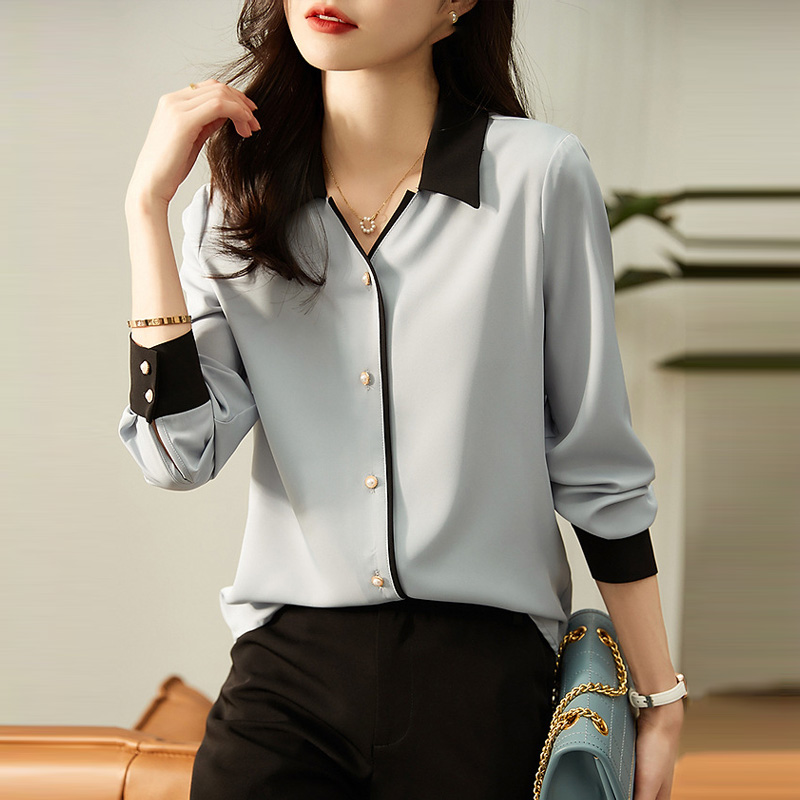 簡約舒適撞色設計長袖襯衫