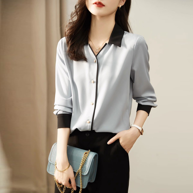 簡約舒適撞色設計長袖襯衫