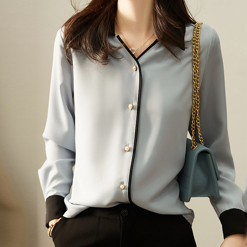 簡約舒適撞色設計長袖襯衫