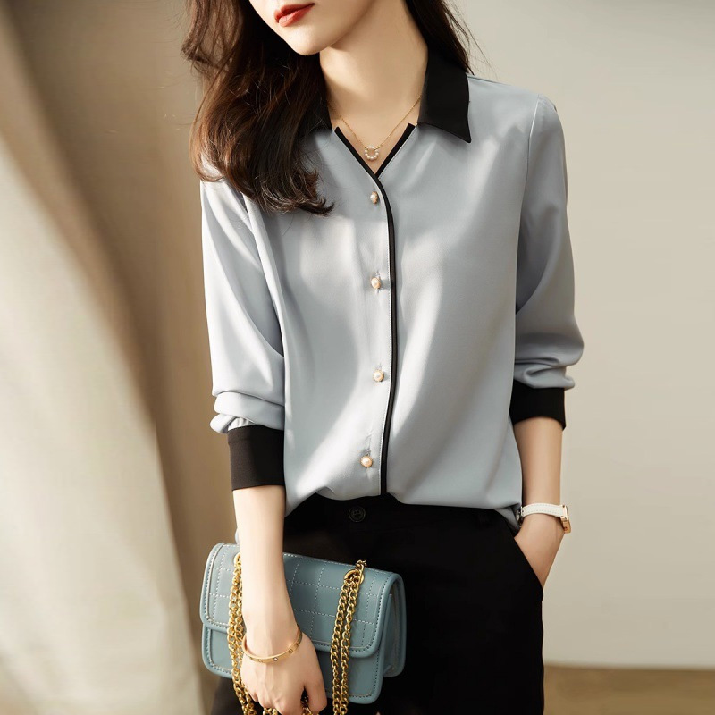 簡約舒適撞色設計長袖襯衫