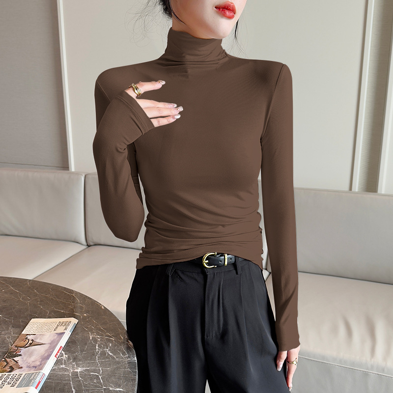 溫柔風純色高領修身顯瘦打底衫（10色）