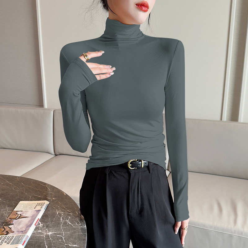 溫柔風純色高領修身顯瘦打底衫（10色）