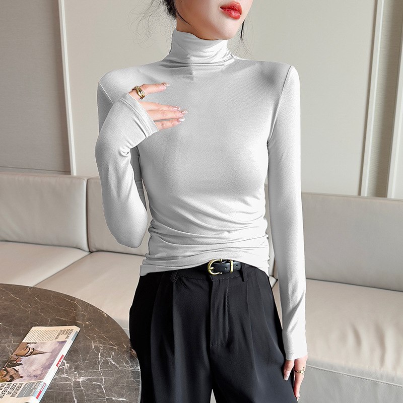 溫柔風純色高領修身顯瘦打底衫（10色）