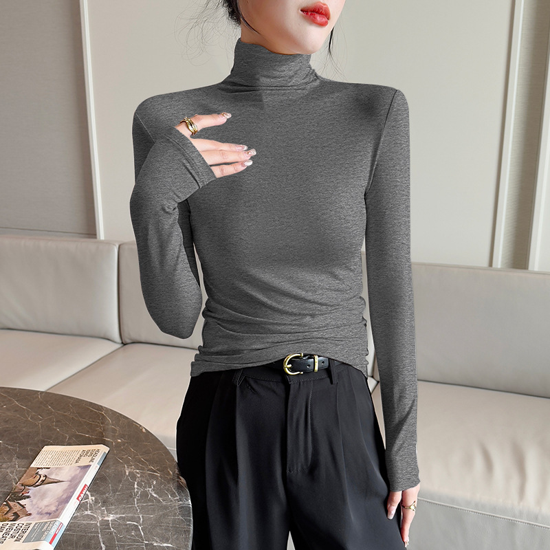 溫柔風純色高領修身顯瘦打底衫（10色）