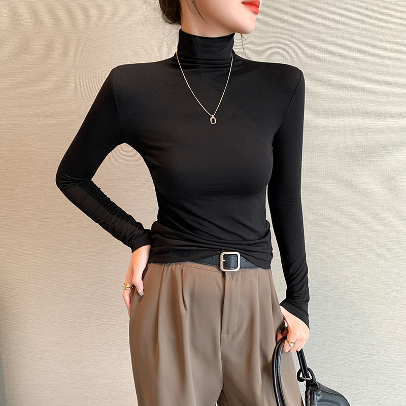 溫柔風純色高領修身顯瘦打底衫（10色）