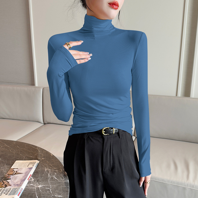 溫柔風純色高領修身顯瘦打底衫（10色）