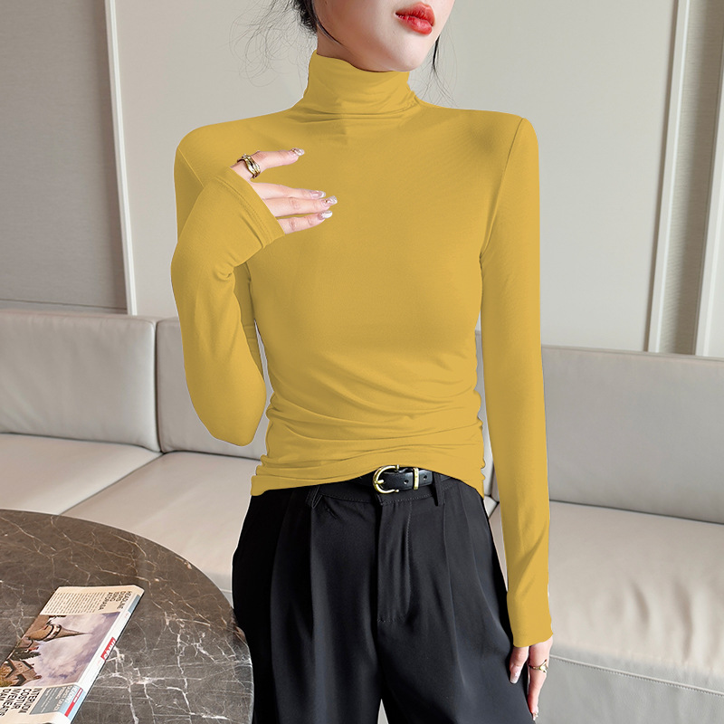 溫柔風純色高領修身顯瘦打底衫（10色）