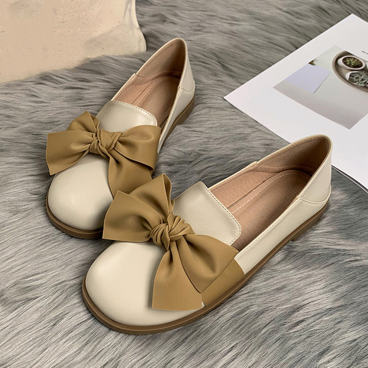 英倫風蝴蝶結圓頭平底單鞋