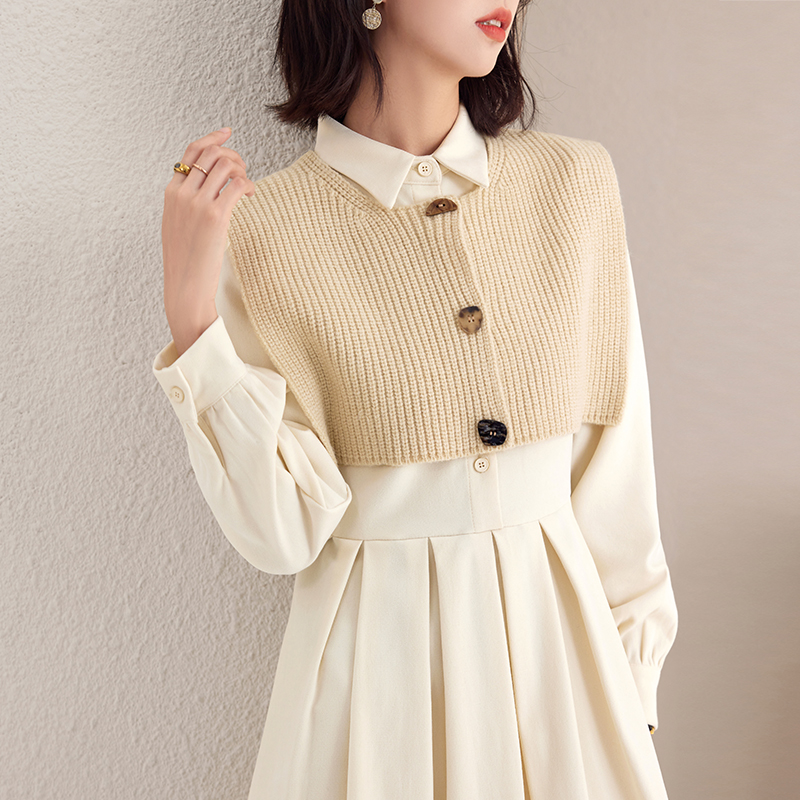 法式甜美翻領收腰連身裙