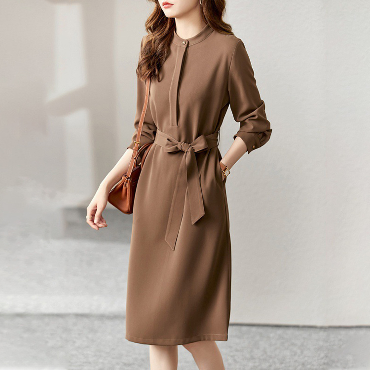 通勤氣質簡約收腰連衣裙
