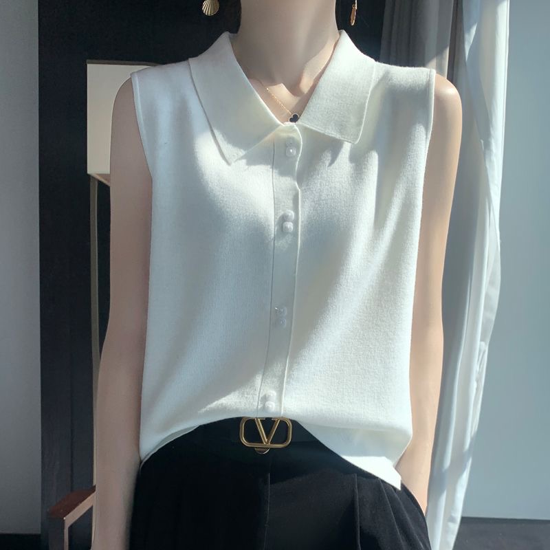 羊毛POLO領套頭針織背心（3色）