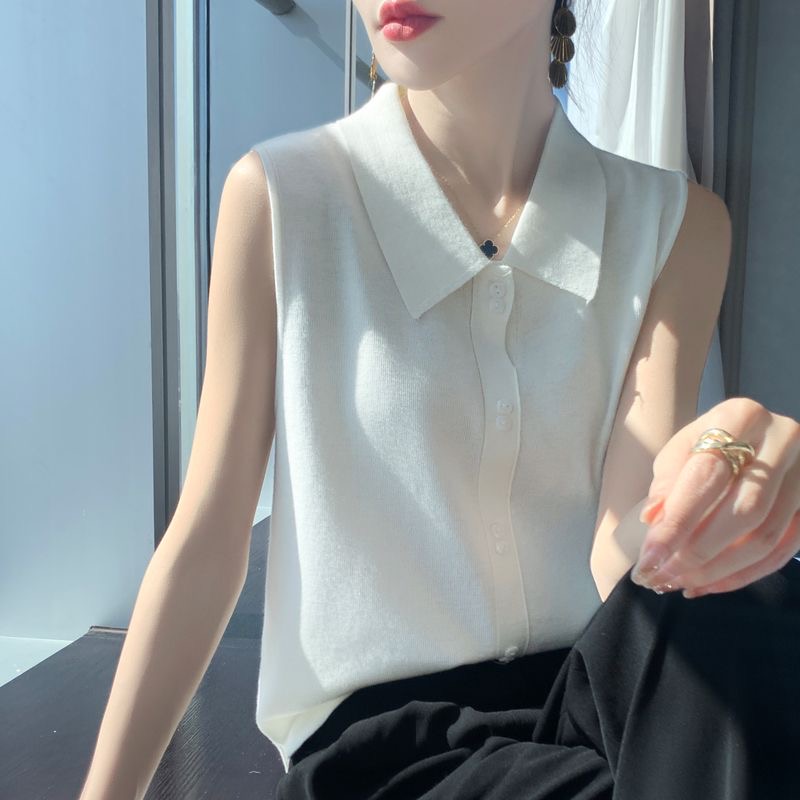 羊毛POLO領套頭針織背心（3色）