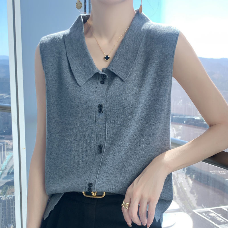 羊毛POLO領套頭針織背心（3色）