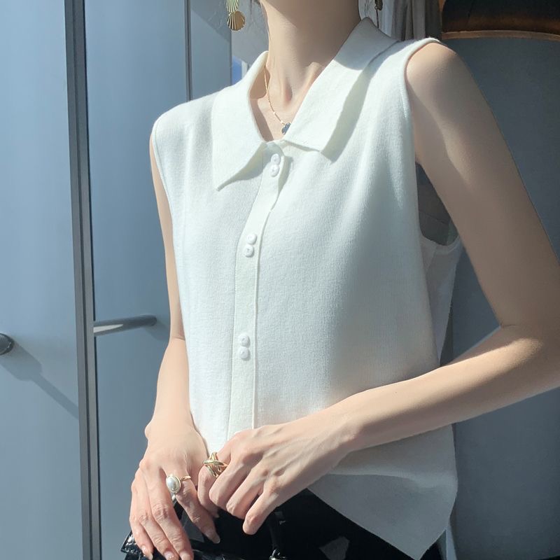 羊毛POLO領套頭針織背心（3色）