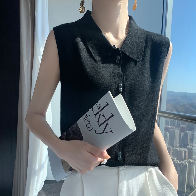 羊毛POLO領套頭針織背心（3色）