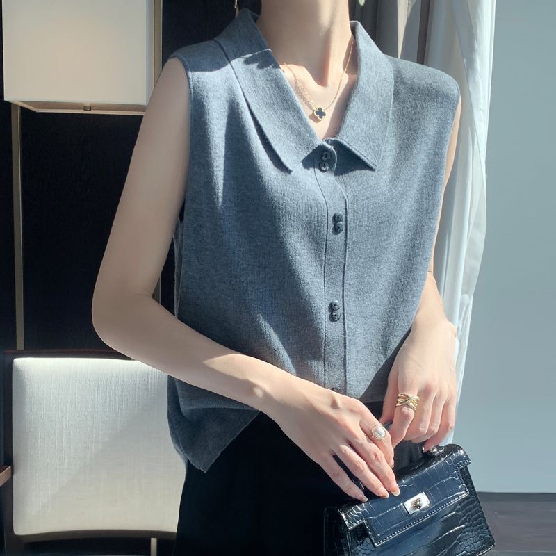 羊毛POLO領套頭針織背心（3色）