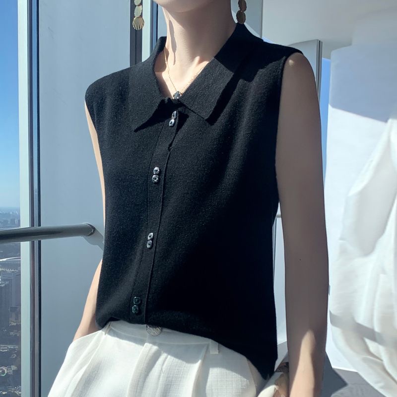 羊毛POLO領套頭針織背心（3色）