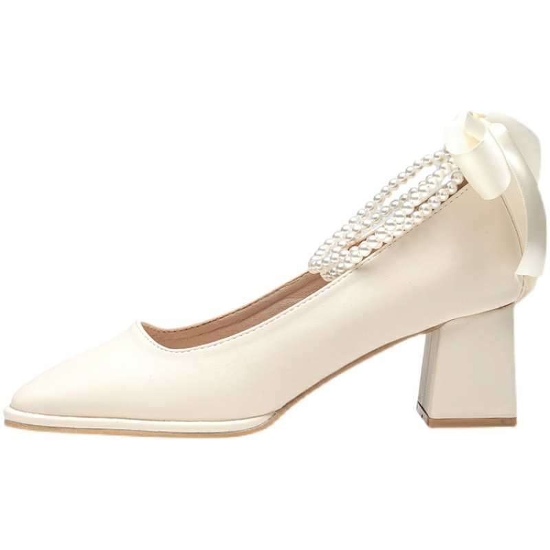 方頭粗跟蝴蝶結粗跟女鞋