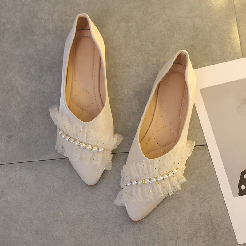 珍珠網紗氣質休閒女鞋