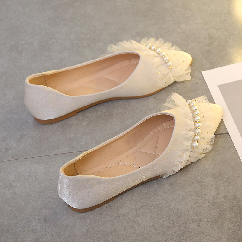 珍珠網紗氣質休閒女鞋