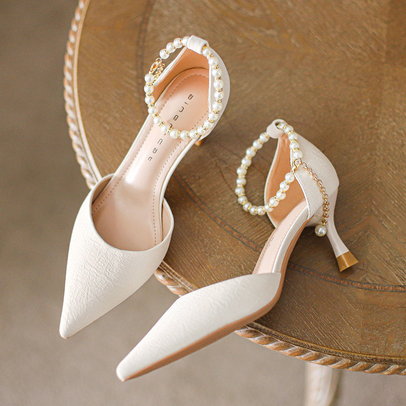 法式珍珠高跟氣質女鞋