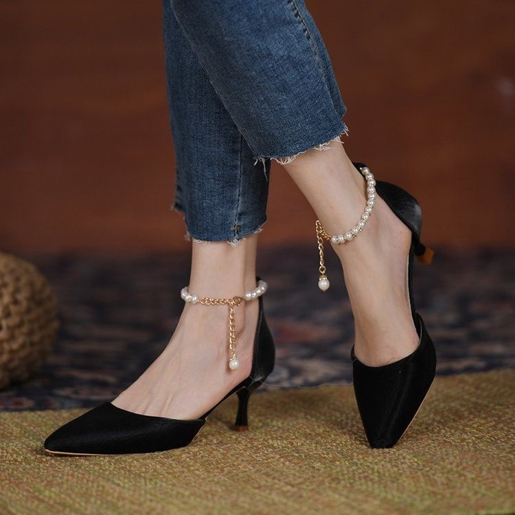 法式珍珠高跟氣質女鞋