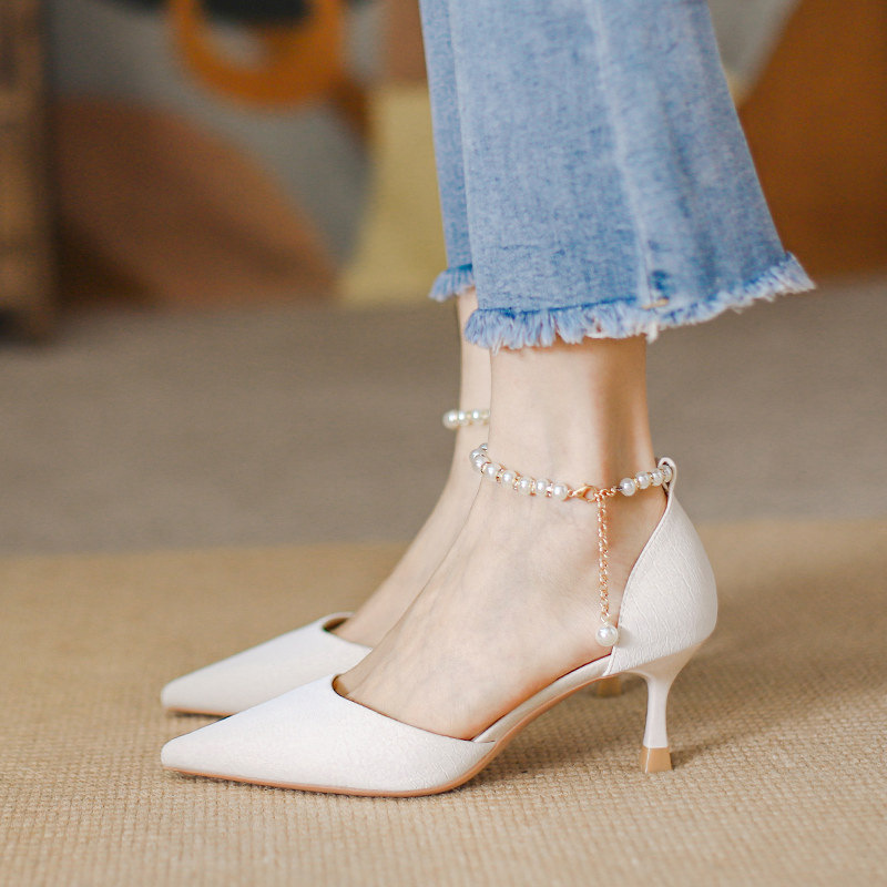 法式珍珠高跟氣質女鞋