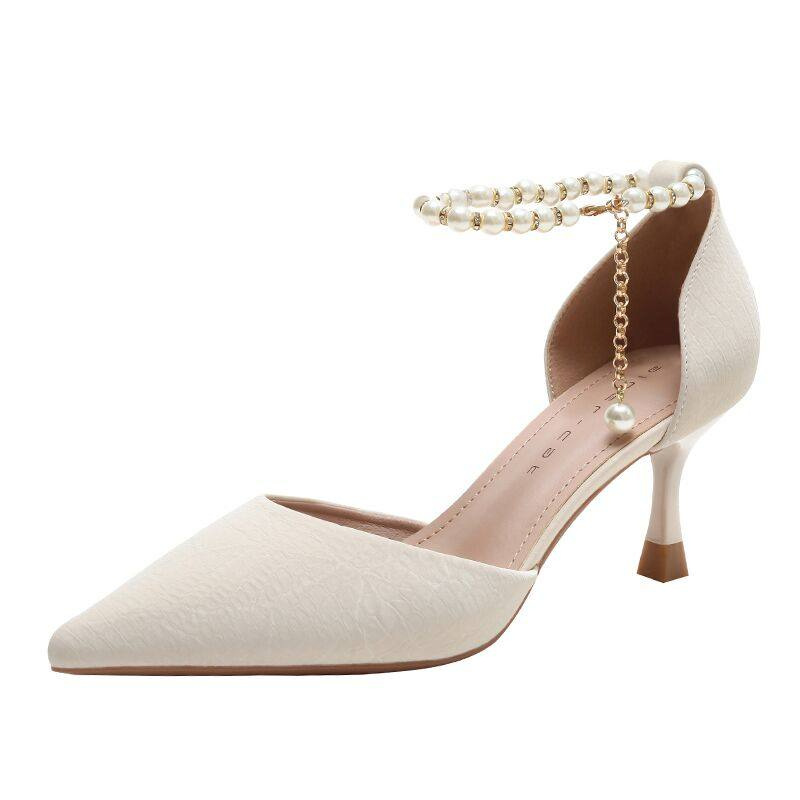 法式珍珠高跟氣質女鞋