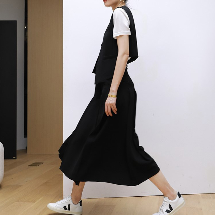 春夏通勤不對稱馬甲/氣質壓褶半裙（規格可選）