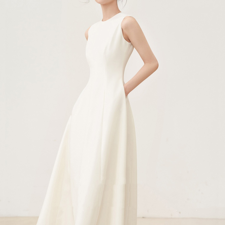 早春立體剪裁顯瘦優雅連衣裙