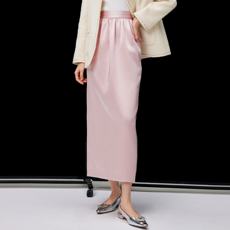 緞面花苞直筒半裙