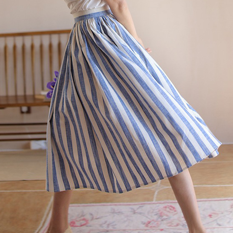 法式復古優雅條紋度假傘裙