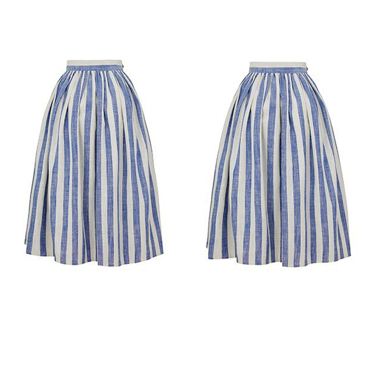 法式復古優雅條紋度假傘裙