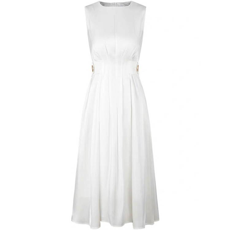 春夏法式鎏光緞面A字連衣裙