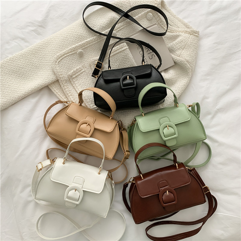 簡約純色手提單肩斜背包