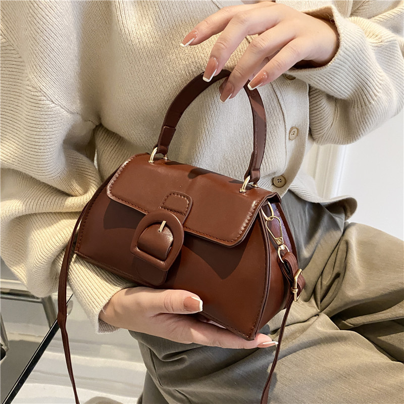 簡約純色手提單肩斜背包