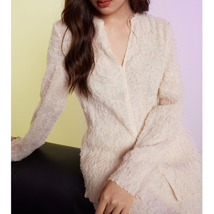 春夏提花長袖T恤/蕾絲開叉半裙（規格可選）