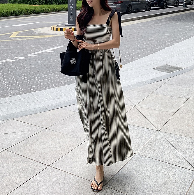 氣質蝴蝶結條紋洋裝
