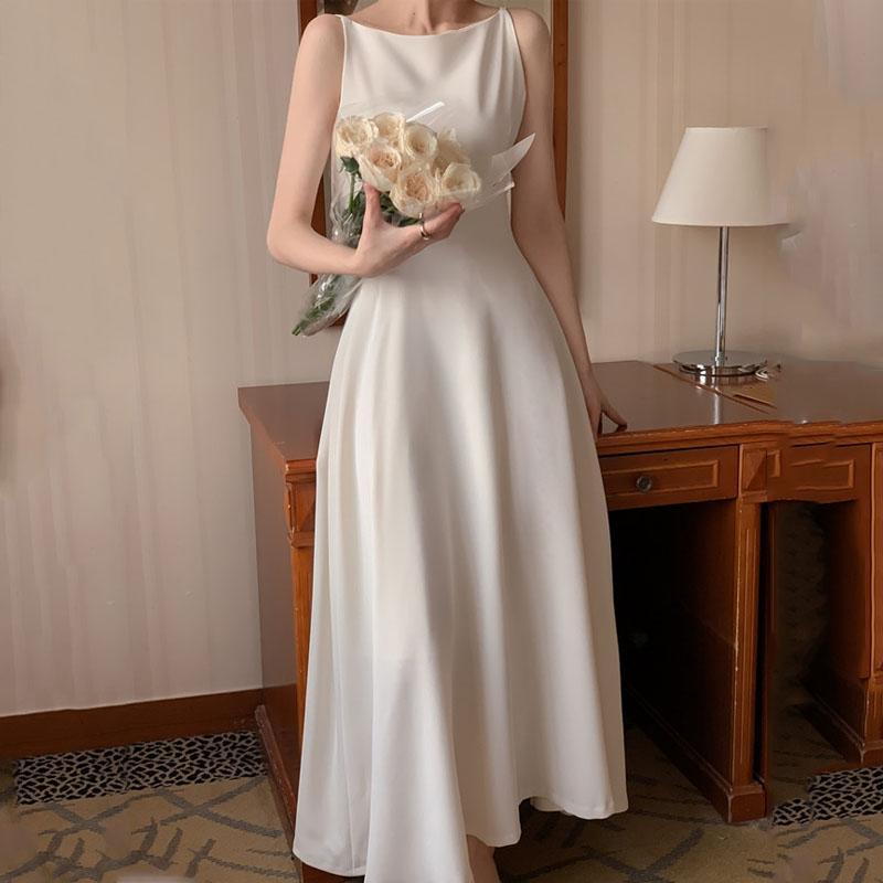 韓國chic溫柔風無袖長連身裙