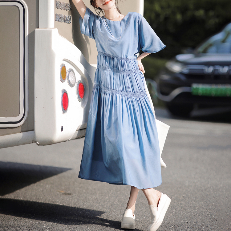 【私服愛炸裂】春夏褶皺休閒氣質連衣裙