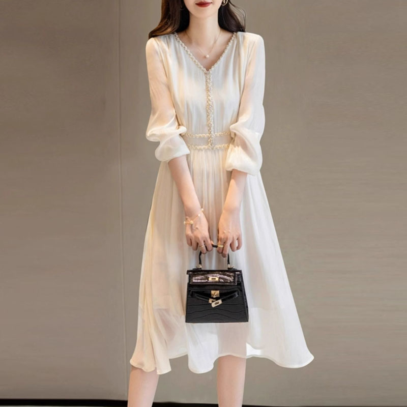 氣質修身長袖V領連身裙