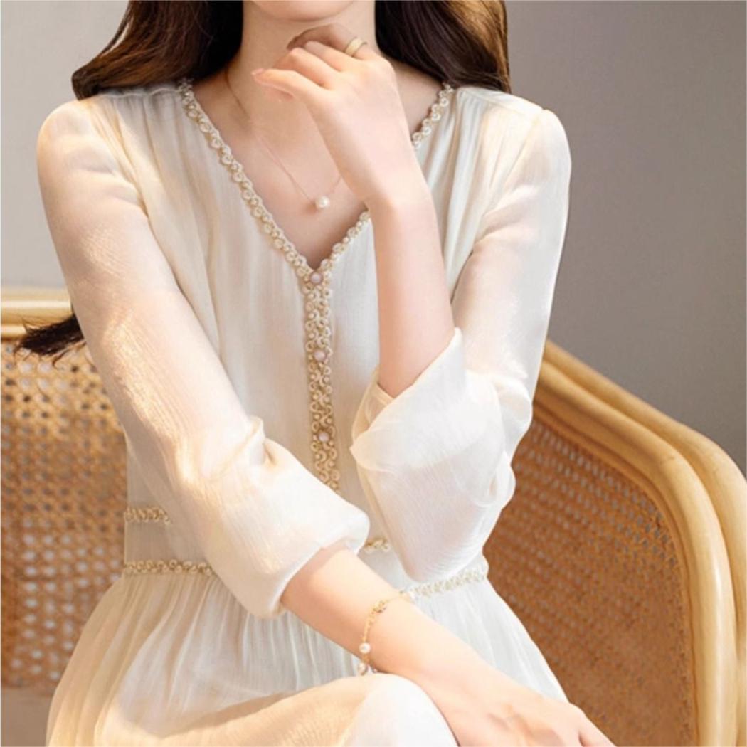 氣質修身長袖V領連身裙