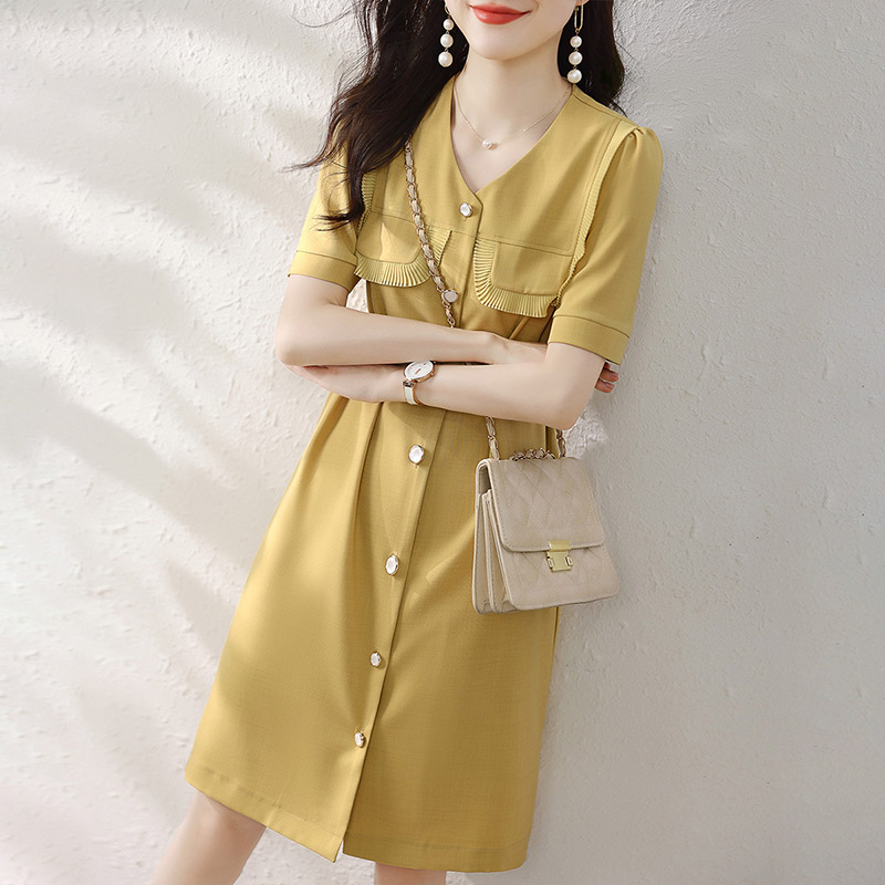 小香風百褶蕾絲收腰顯瘦洋裝（附腰帶）