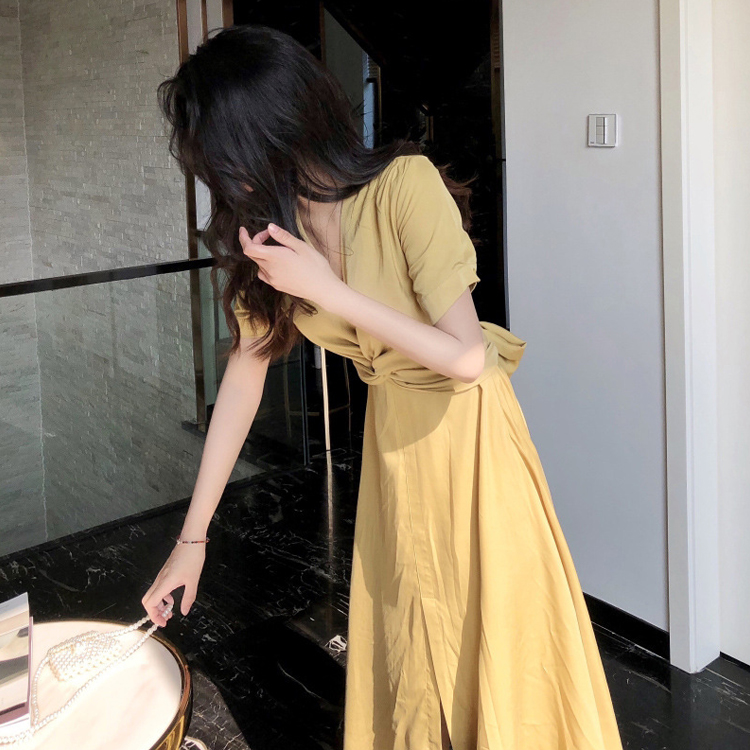 扭結氣質優雅通勤連衣裙