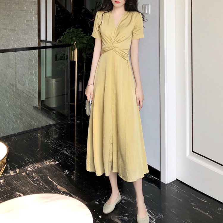 扭結氣質優雅通勤連衣裙