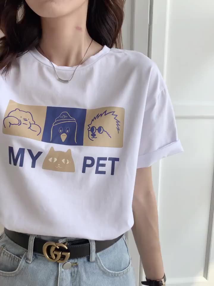 春夏印花寬鬆百搭T恤