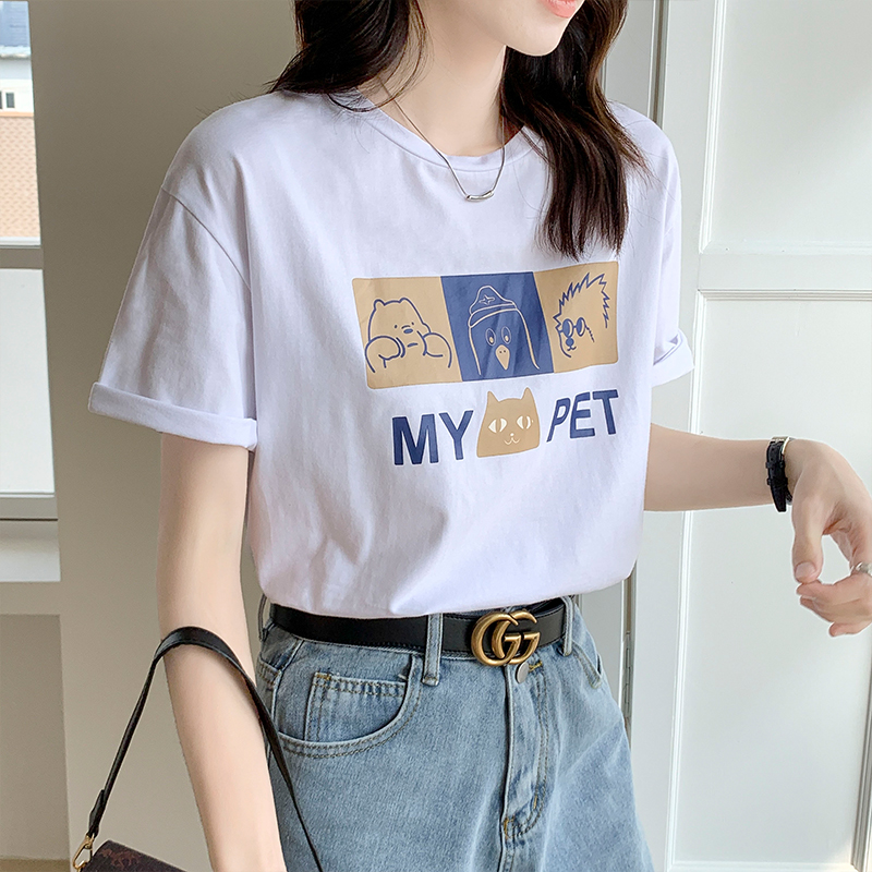 春夏印花寬鬆百搭T恤