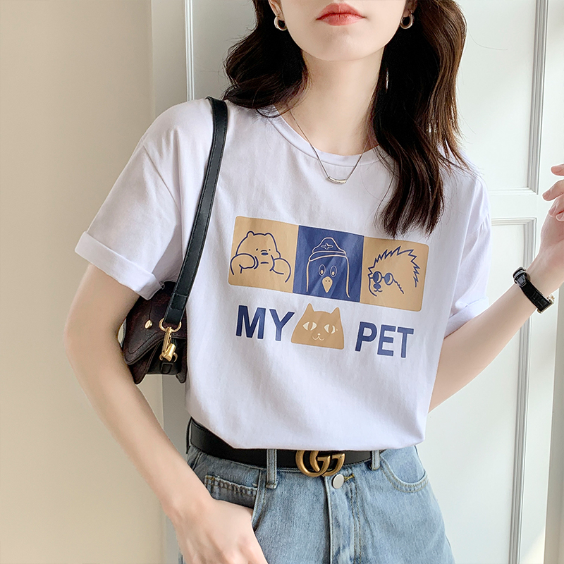 春夏印花寬鬆百搭T恤