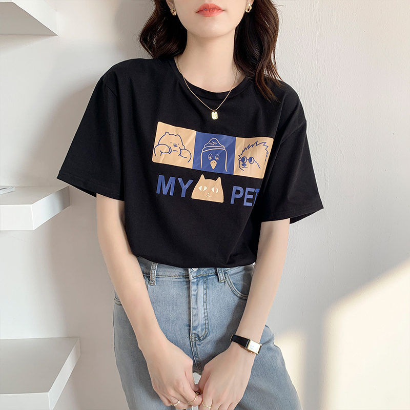 春夏印花寬鬆百搭T恤