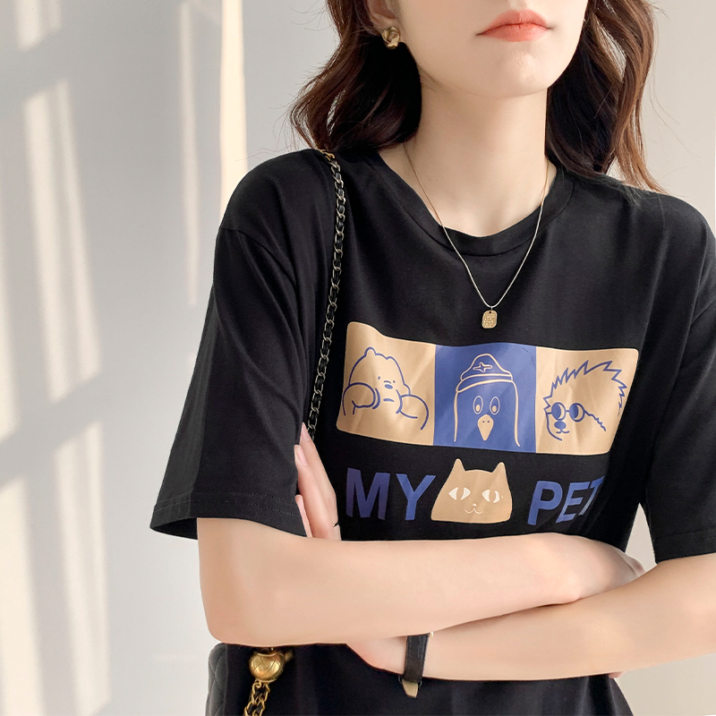 春夏印花寬鬆百搭T恤